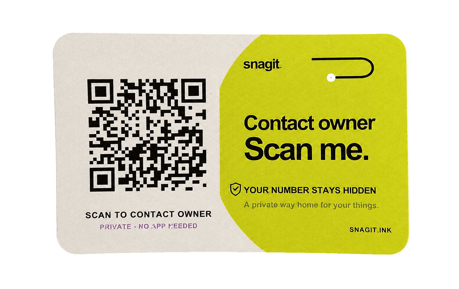 A real rounded Snagit private QR contact card